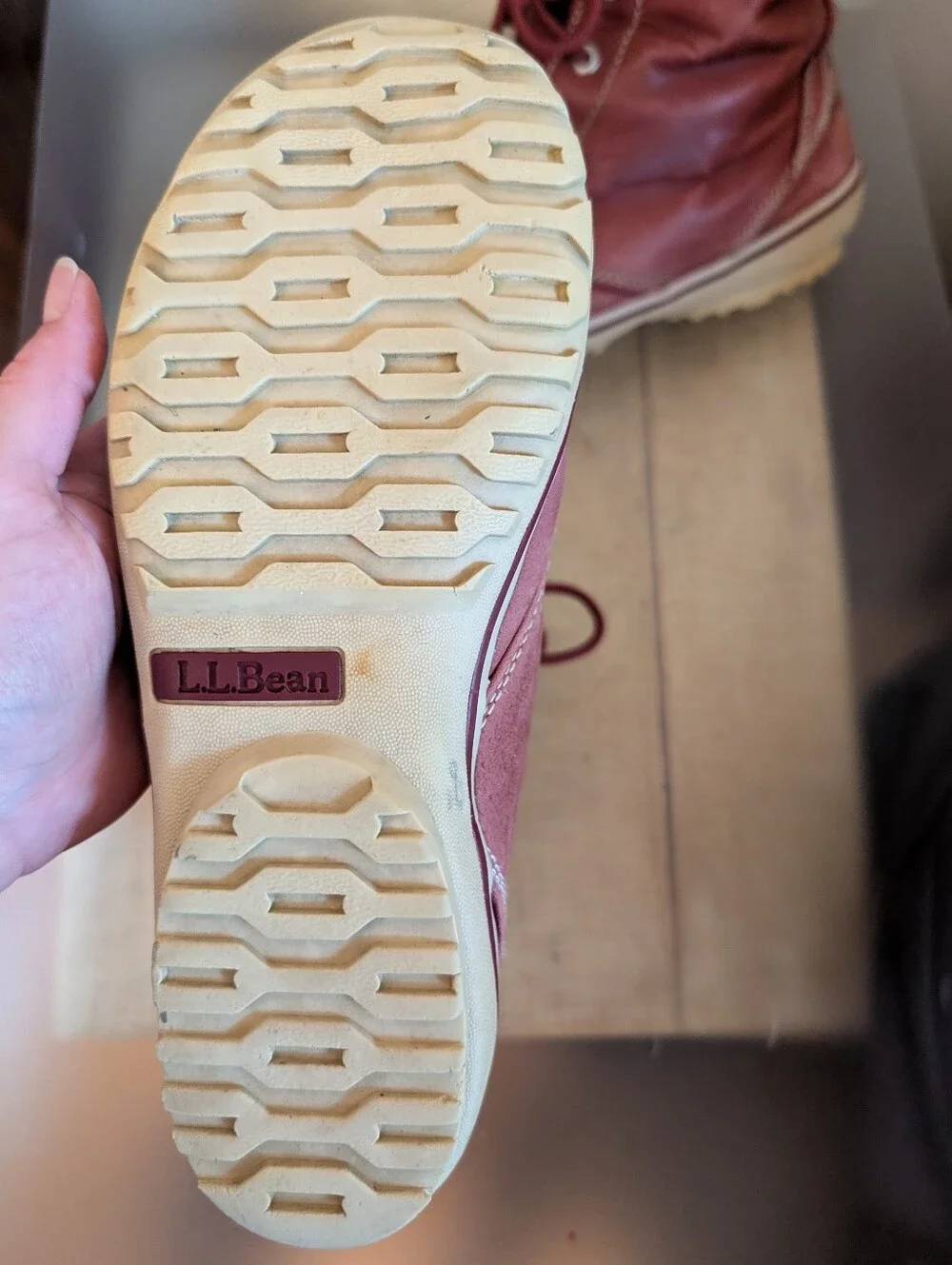 Women's LL Beans Red Leather Insulated Duck Boots